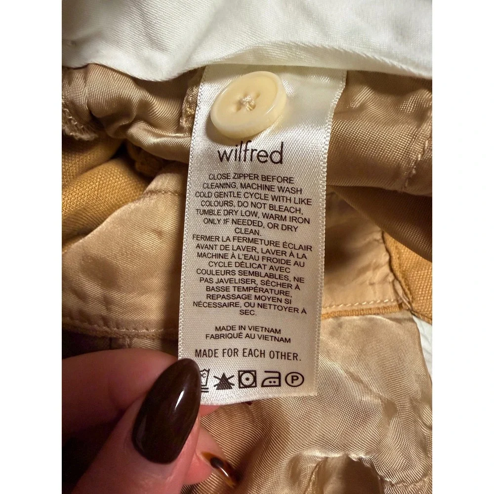 Wilfred Aritzia Carrot Linen Blend High Waisted Pants Size 0 Sandy Beige